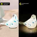 2 x Handmade Glass Bird w String Lights Figurine Blown Art Animal Sculpture, Home Decoration Tabletop Centerpiece Decor,Gifts for Bird Lovers (Blue and White)
