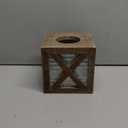 Autumn Alley Barn Door Rustic Square Farmhouse Tissue Box Cover, Farmhouse Bathroom Accessories, Rustic Bathroom Dcor Tissue Holder, Wood Tissue Box Cover with Galvanized Decor (Brown)