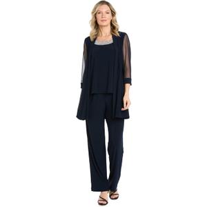 R&M Richards womens Beaded Neck 2 Piece Pant Set Dress, Ã‚ navy, 10 US
