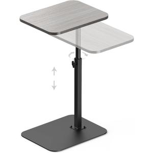 HzTinT Side Table Sofa Tray for Couch Heavy Metal Base Swivel/Adjustable Height, Sofa Bed Bathroom Study TV Tray C Shaped End Table Food Snack Trays for Eating (11.8*15.7 in, Light Gray)