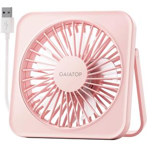 Gaiatop USB Desk Fan, 5 Inch Small Portable Table Desktop Fans with Strong Wind Ultra Quiet 3 Speeds and 180 Tilt Folding, Mini Personal Cooling Essentials For Office Home Bedroom Dorm Kitchen Pink