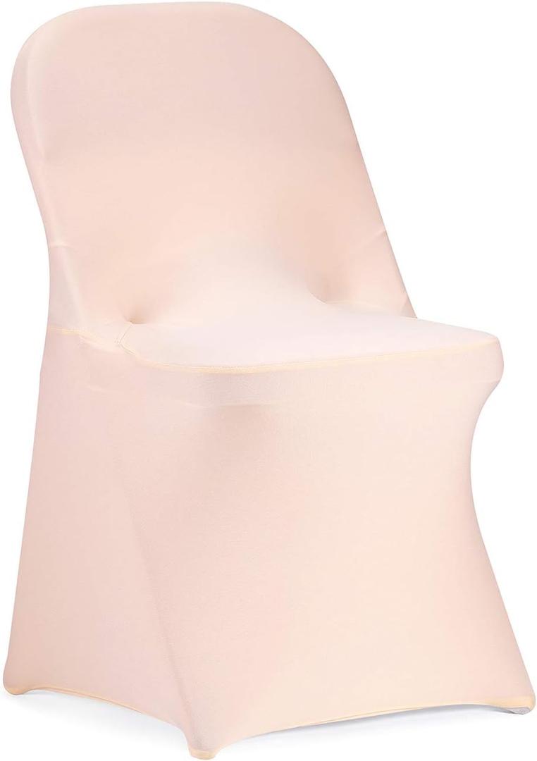 Peomeise Stretch Spandex Folding Chair Cover for Wedding Party Dining Banquet Event (Blush Pink,25pcs)