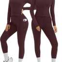 OMKAGI Workout Sets for Women Booty Leggings Matching Zipup Jacket Gym Outfits with Pockets, XL