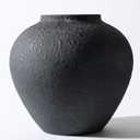 Large Black Round Vase for Flowers & Table Centerpieces - 11 Inch Rustic Textured Earthy Stone Look, Matte Big Decorative Arina Modern Farmhouse Wabi Sabi Decor for Living Room, Dining, Coffee Table