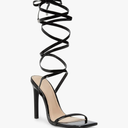 Ermonn Womens Strappy Lace Up Square Open Toe Stiletto Heeled Sandals High HeeIs Criss-Cross Summer Dress Wedding 7,5