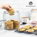 1 Gallon Glass Cookie Jar with Lid Glass Jar with Lid - Airtight Food Storage Container for Cookies, Candy, Flour, Dog Treats Clear Large Kitchen Jar for Pantry - Glass Containers with Lids