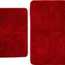 2 Piece Bathroom Rugs and Mats Sets, Soft Bath Mats for Bathroom with Non-Slip Backing, Machine Washable Microfiber Absorbent Bath Rugs (16''x24'' Plus 20''x32'',Red)...