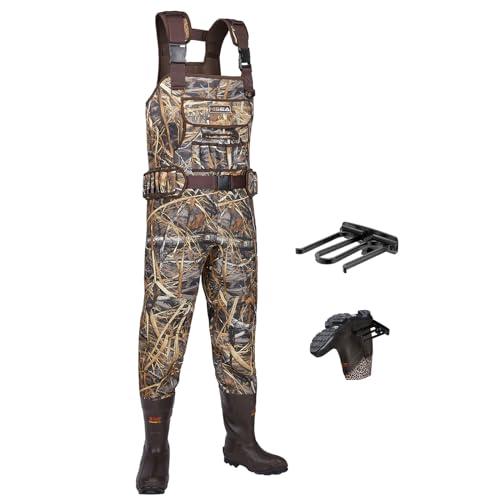 HISEA Chest Waders for Men, Hunting Wader with 800G Insulated Boots, 4.5mm Neoprene Waterproof Mens Camo Bootfoot Waders, Size 8/41