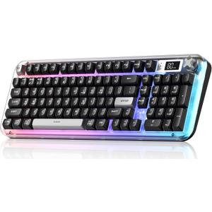 AUSDOM K98pro Wireless Silent Creamy Keyboard, Tri-Mode BT/2.4G/USB-C Computer Keyboard with Number Pad, RGB Backlit Media Knob Keyboard