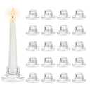 Hewory Glass Taper Candle Holders: 12 PCS Candlestick Holders Clear Short Tapered Candle Holder Set - Candle Stick Holder Decor for Table Centerpiece Wedding Party Advent Christmas Home Decorations