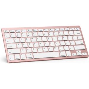OMOTON Bluetooth Keyboard Compatible with iPad A16 11th 10th Generation, iPad 10.2 (9th/8th/7th), iPad Pro 13/12.9/11 inch, iPad Air 13/11 inch, iPad Air/Mini and More iOS Devices, Pink Gold