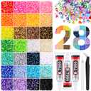 36000Pcs Jelly Rhinestones Bedazzling Kit, Multicolor 3mm Flatback Resin Bedazzler Gems with 3Pcs 10ml B7000 Jewelry Glue for Bedazzled Thing Diamond Art Book Crafting Nail Art (X-Large Pack + 3Pcs Glue)