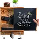 Hidden Gun Storage, Hidden Wall Gun Safe Pistol Rack Shelf with 3 Hooks for Secret Decor Concealment Furniture, Art Storage Cabinet Wooden Storage Shelves Indoor Picture Frame (Charcoal Brown)