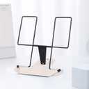 MSDADA Metal Book Stand for Desk, Adjustable Reading Rest Book Holder, Portable Cookbook Documents Holder, Sturdy Typing Stand for Recipes Textbooks Tablet Music Books(Black+Milky White)