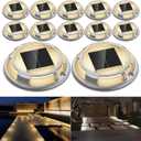 Solar Driveway Lights Dock Light Waterproof 12 Pack, 2 Colors in 1 Outdoor LED Solar Deck Lights, Solar Powered Walk Way Lights Road Marker for Warning Stair Pathway Patio (Warm & Cool)