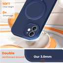 PuyaTeya Liquid Silicone Case for iPhone 12 with Magnetic Ring Stand, Upgraded Camera Lens Protection, Mil-Grade Drop Shockproof, Soft Anti-Scratch Microfiber Lining Silicone Case (Navy Blue)