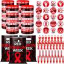 Supervitae 200 Pcs Red Ribbon Week Supplies Bulk Include 50 Drug Free Awareness Gift Bags 50 Anti Drug Bracelet 50 Red Ribbon Pen 50 Inspirational Button Pins for Events Charity Gifts Items