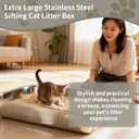 Stainless Steel Cat Sifting Litter Box 17.5" x 13.5" x 4" - Metal High Sided Open Top Litterbox Odor Control Non-Clumping with Scoop Litter Mat Trash Bag, Anti-Leakage, Less Tracking, Easy Cleaning