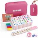 Jolitac American Mahjong Game Set, 166 Premium Tiles, Mahjong Tile Set with Sturdy Carrying Bag, Include Chips & Dice Portable Travel Complete Mahjong Set for Adults & Beginners