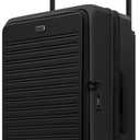 LEVEL8 Adventure Top Opening Luggage Airline Approved with Tsa Lock, 24 Inch Wide Handle Luggage with Spinner Wheels, Top Lid Opening Hardside Expandable Suitcases with Wheels, Black