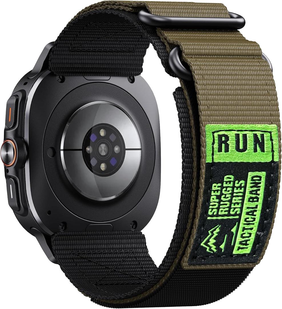 Rugged Nylon for Galaxy Watch 7 Ultra Bands 47mm, Adjustable Nylon Strap for Samsung Watch Ultra Band with Double Loop Buckle Compatible with Galaxy Ultra Watch Band for Men/Women
