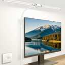 Desk Lamp with Clamp, with 5V 2A Adapter, LED Desk Lamp with Dual Head, 50 Light Modes, Computer Monitor Flexible Gooseneck Lamp, Eye Protection Desk Lamps for Study, Office, Crafts, Draw(White)