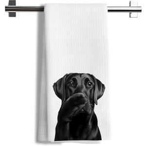 Funny Black Labrador Retriever Dog Kitchen Hand Towels for Bathroom Decor, Black Lab Gifts,Dog Mom Gifts, 16x24 Inches