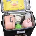 Kawaii Lunch Bag Cute Bears Lunch Box Reusable Thermal Cooler Lunch Tote Bag for Back to School Supplies (White)