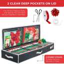 HOLDN' STORAGE Premium Wrapping Paper Storage Container - Durable 600D Tear-Proof, Fits 27 Rolls Gift Wrap, Extra Pockets for Ribbons & Bows, Underbed Storage - Ideal for Holiday Christmas, Black/White Trim