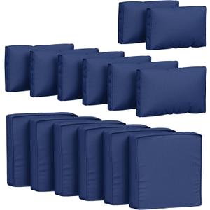 14 Pcs Outdoor Cushion Covers Patio Cushion Slipcovers Replacement Splash Proof with Zipper for Outdoor Furniture, Patio Sofa Couch 3 Sizes, Covers Only Blue, 25.5''×25.5''×4''