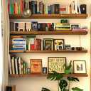 ROGMARS 36 Inches Long Walnut Floating Shelves with Led Light
