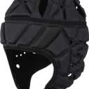 Soft Helmet for Flag Football Scrum Cap Soft Shell Helmet Rugby Headgear for Youth Adults (Large, BLACK)