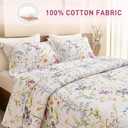 Lady Ann 100% Cotton Quilt Sets Queen, Yellow Flower Botanical Pattern Printed Quilted 102x118 Bedspread Set,Vintage Coverlet Ultra Soft Bedspread Set with Pillow Shams Al Season,3 PCS, Oversized Queen
