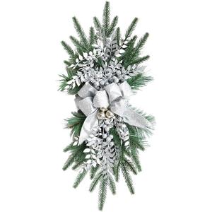 Christmas Swags Staircase Decoration Hanging Stair Teardrop Swag Garlands(Silver)