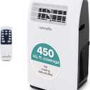 SereneLife Portable Air Conditioner 12,000 BTU with Built-in Dehumidifier - Portable AC unit for rooms up to 550 sq ft - Small AC Unit Remote Control, Window Mount Exhaust Kit White