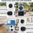 4 Pack Exterior Door Lock Set, Keyed Alike Entry Door Knob and Single Cylinder Deadbolt Lock Combo Set, Matte Black Door Knobs with Lock and Keys, Locksets for Front,Entrance,Back,Garage Door
