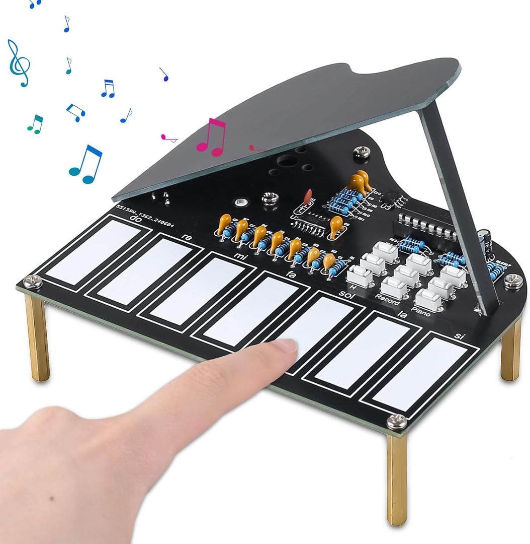 MIOYOOW DIY Electronic Piano Soldering Practice Kit, 7 Keys Mini Musical Instrument Solder Project with Piano, Violin and Guitar Tones, STEM Electronics Learning Kit for Home and School Education