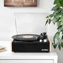 Victrola Eastwood – Bluetooth Record Player – 3-Speed Turntable, Premium MM Cartridge, Vinyl Stream for Wireless Streaming, Removable Dust Cover, Built-in Speakers (Bamboo)