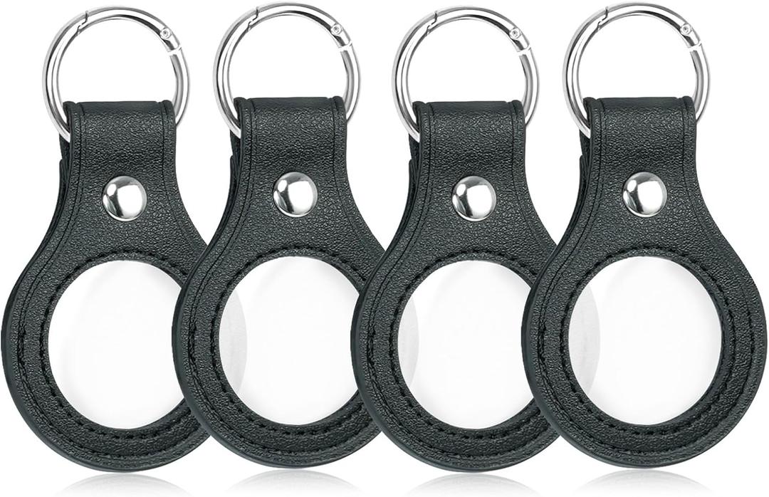 CHURYUML 4Pcs PU Leather Coin Holder Keychain for AA Medallions Recovery Chip with Double Sides Display Fits Sobriety Affirmation Token Coin and Airtag