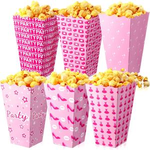 MotiMind 60 60 Hot Pink Popcorn Boxes 28oz Candy Box Favors Princess Paper Popcorn Treat Boxes Birthday Bachelorette Princess Party Supplies