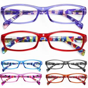 Gaoye Reading Glasses for Women, 6 pack Fashion Readers for Women Men Spring Hinge Eye Glasses, Blue Light Reading Glasses (*C1 Mix Color)