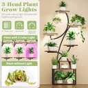 Uneedem Plant Stand Indoor with Grow Light, 8 Tiered Plant Shelf for Multiple Plants, 62" Tall Tree Shaped Metal Plant Rack Flower Holder for Room Corner Balcony Garden Patio