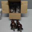 6 inch / 16cm Wooden Furniture Legs with Casters Wheels, Pack of 4 Classic Walnut Solid Wood Round DIY Replacement Bun Feet with for DIY Project Sofa Couch Cabinet Ottoman Bed Riser