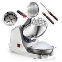 4 Blades Electric Ice Shaver 300W Snow Cone Maker Machine 143lbs/hr Shaved Ice Machine Stainless Steel Kitchen Electric Ice Crush with a Free Ice Pick and Ice Cube Tray