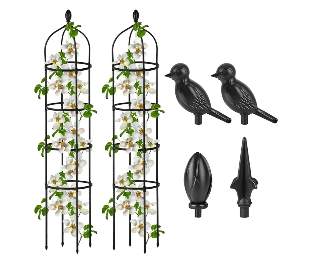 1 Pcs Garden Obelisk Trellis for Climbing Plants Outdoor 6 Ft Rose Bush Round Trellis for Pots Rustproof Metal Plant Flower Trellises for Clematis Vine Jasmine Support Outdoor Indoor