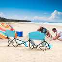 TOBTOS Low Beach Chair for Adults 2 Pack, Low Profile Folding with Cup Holder & Carry Bag, Heavy Duty Chair for Outdoor Sand, Camping, Concert, Travel, 1 Ft 10 in X 1 Ft 9 in X 1 Ft 10 in