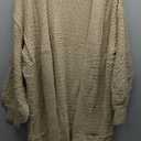 Womens Cardigan Solid Color Long Sleeve Open Front Chunky Knit Sweater Outwear