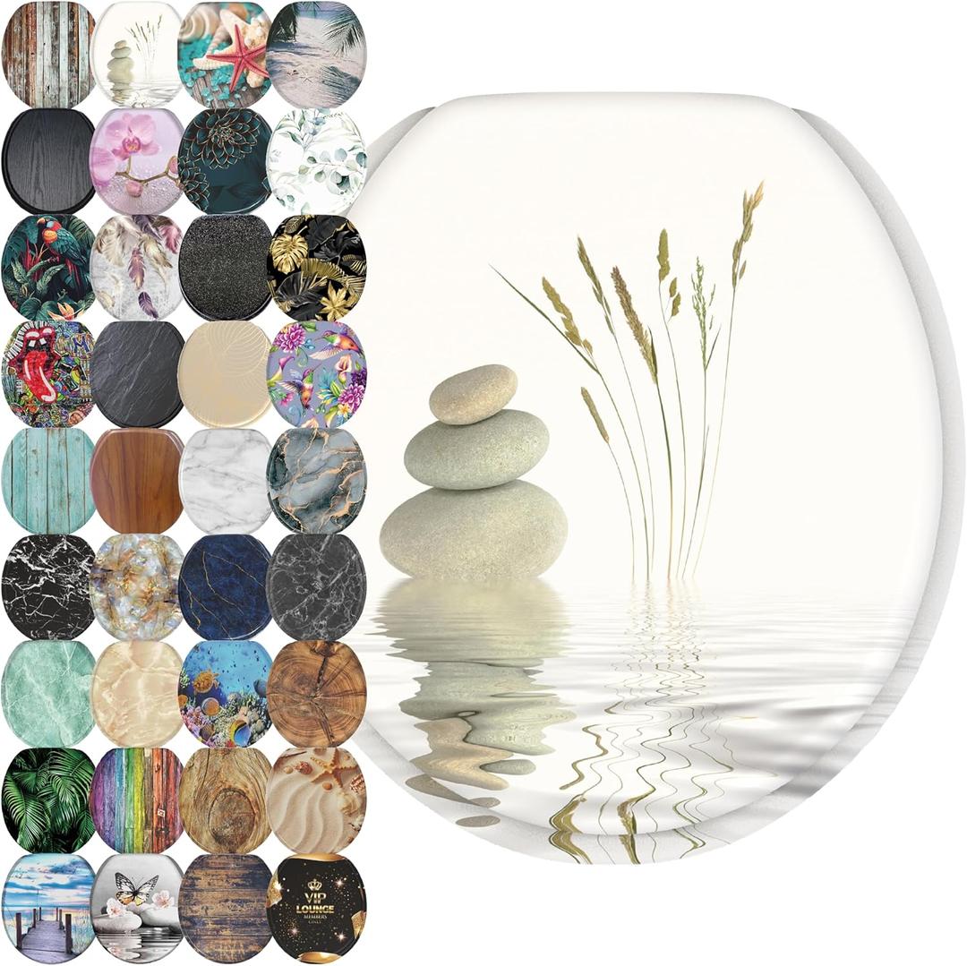 Sanilo Soft Close Toilet Seat ROUND, Quiet and Slow Close Lid and Seat, Strong Bumpers and Hinges, Balance