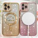 Fiyart Designed for iPhone 11 Pro Case,Compatible with MagSafe Love Heart Plating Camera Protection TPU Magnetic Glitter for Women Girls Shockproof Phone Bumper 5.8"-Gold