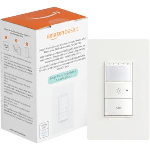 Amazon Basics Smart Motion Sensor Dimmer Switch, Single Pole, Works with Alexa Only, 2.4 GHz Wi-Fi, No Hub Required, 1 Pack, White